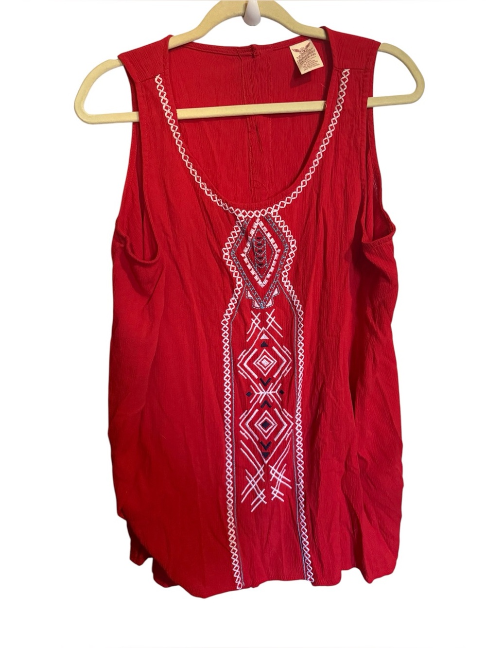 Faded Glory Red Sleeveless Embroidered Tank